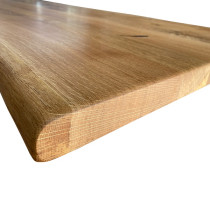 Eiche, Tischplatte, verleimt, astig, rustikal, 130 x 80 x 4,5 cm, beidseitig Baumkante, geölt